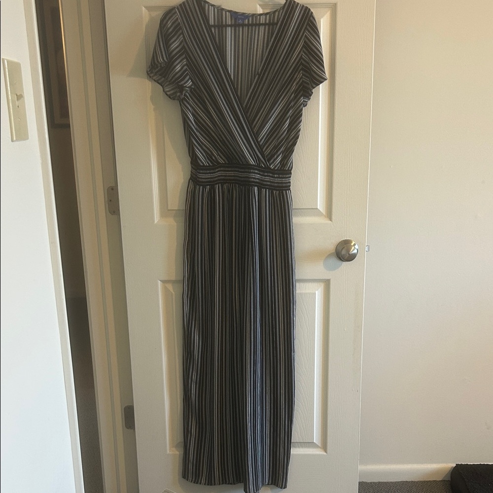 Apt. 9 Black and White Striped Jumpsuit